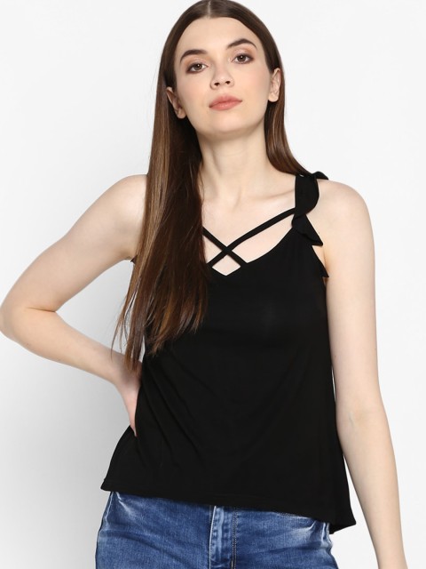 

FOSH Women Black Solid Top