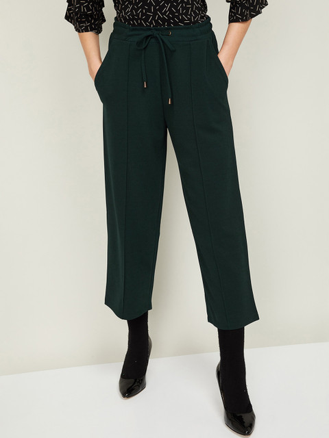 

CODE by Lifestyle Women Green Regular Fit Solid Regular Trousers