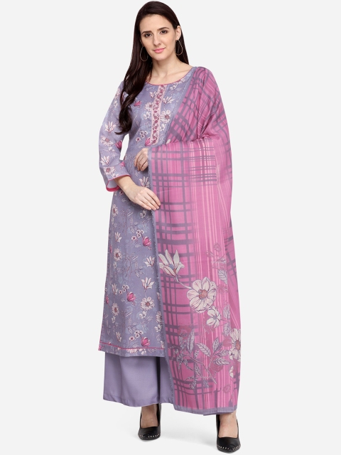 

Stylee LIFESTYLE Lavender Printed Unstitched Dress Material