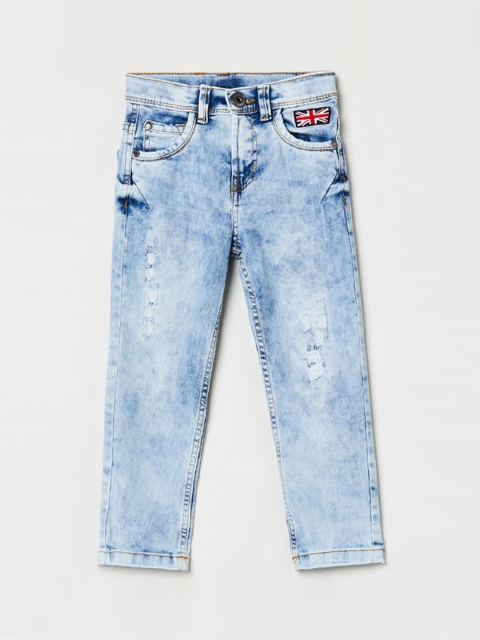 

max Boys Blue Slim Fit Mid-Rise Mildly Distressed Stretchable Jeans