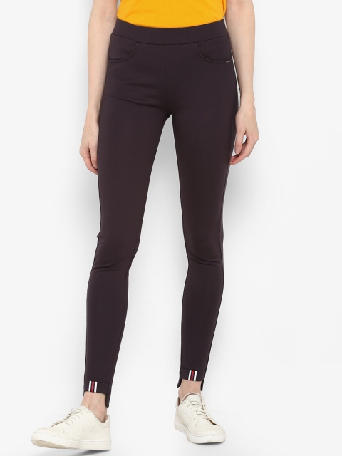 

FOSH Women Brown Solid Skinny-Fit Jeggings