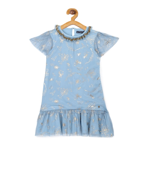 

Allen Solly Junior Girls Blue Printed Drop-Waist Dress