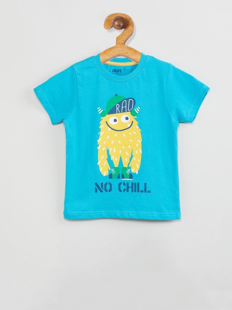 

max Boys Yellow Printed Round Neck T-shirt