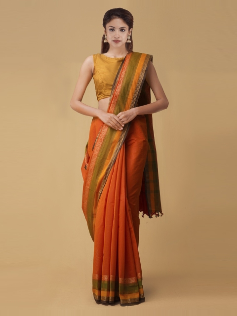 

Unnati Silks Orange Solid Saree