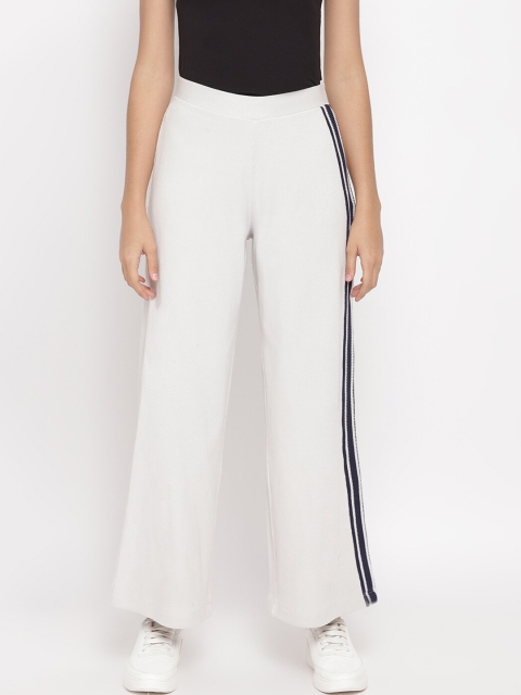 

LA LOFT Women Off-White Solid Track Pant