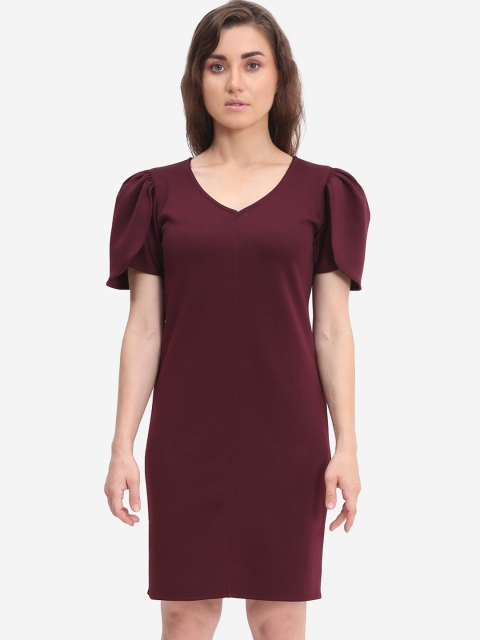 

Samshek Women Burgundy Solid Sheath Dress