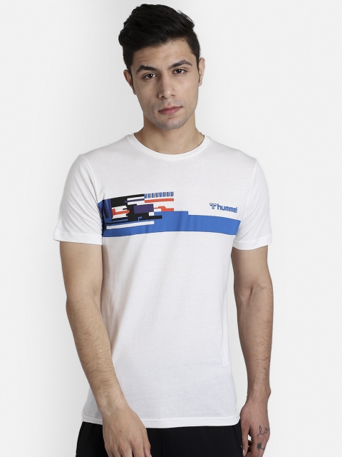 

hummel Men White Solid Round Neck T-shirt