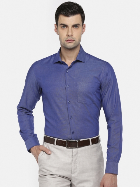 

RICHARD PARKER by Pantaloons Men Blue Regular Fit Self Design Formal Shirt