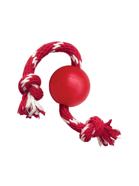 

KONG Red Small Ball with Rope Dog Toy