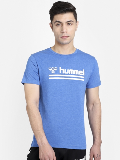 

hummel Men Blue & White Printed Round Neck T-shirt