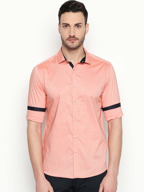 

RICHARD PARKER by Pantaloons Men Coral Orange Regular Fit Solid Casual Shirt
