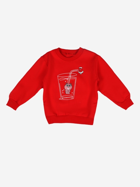

DOROKIDS Boys Red Printed Pure Cotton Sweatshirt