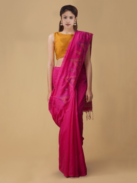 

Unnati Silks Pink Woven Design Maheshwari Saree