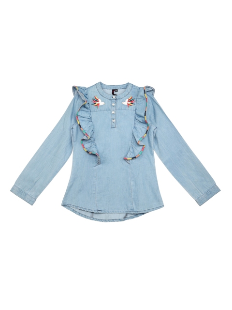

Ishin DESIGNER STUDIO Girls Blue Solid Top