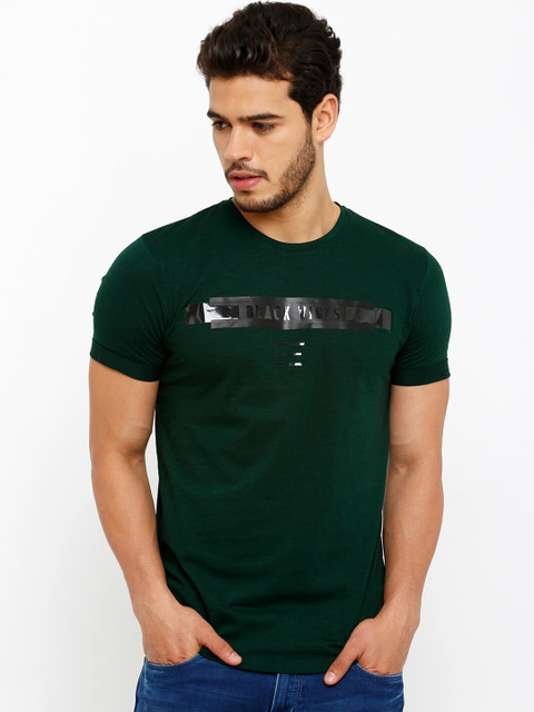 

Rex Straut Jeans Men Green & Black Printed Round Neck T-shirt