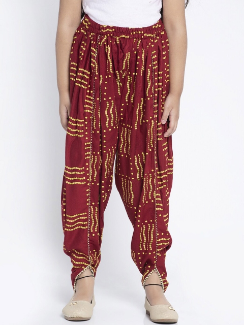 

Baani Creations Girls Maroon & Yellow Printed Dhoti Pants