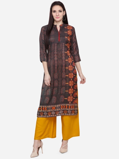 

VENISA Women Brown & Orange Printed A-Line Kurta