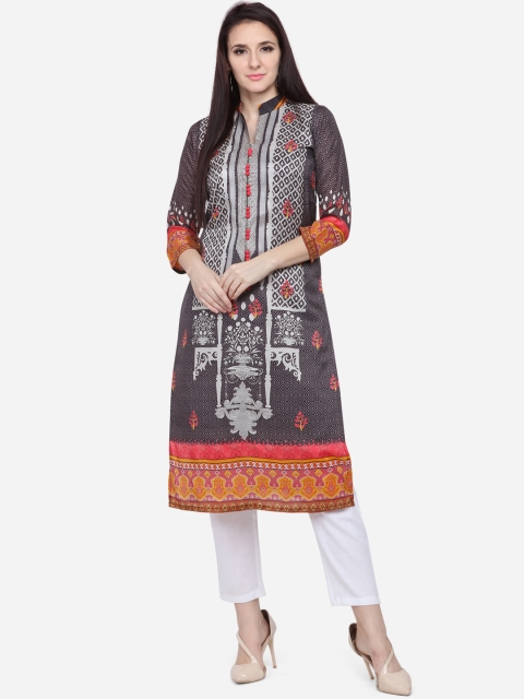 

VENISA Women Grey Printed Straight Kurta