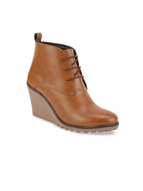 

Bruno Manetti Women Tan Brown Solid Heeled Boots