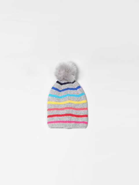 

GAP Women Grey & Red Printed Beanie