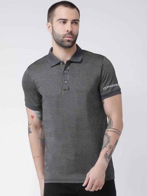 

Rex Straut Jeans Men Grey Solid Polo Collar T-shirt