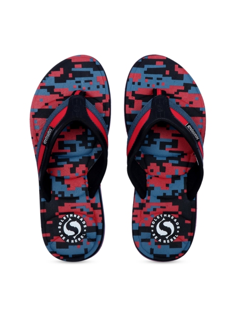 

Solethreads Men Black & Red Printed Water-Resistant Thong Flip-Flops