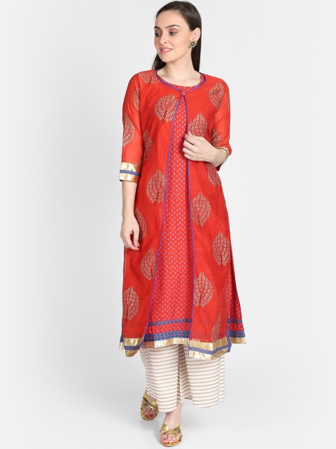 

Bani Women Women Red Printed A-Line Kurta