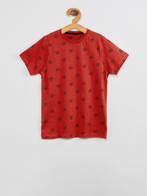 

max Boys Red Printed Round Neck T-shirt