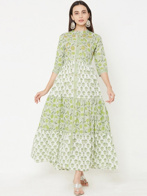 

FASHOR Women Green Printed Maxi Dress
