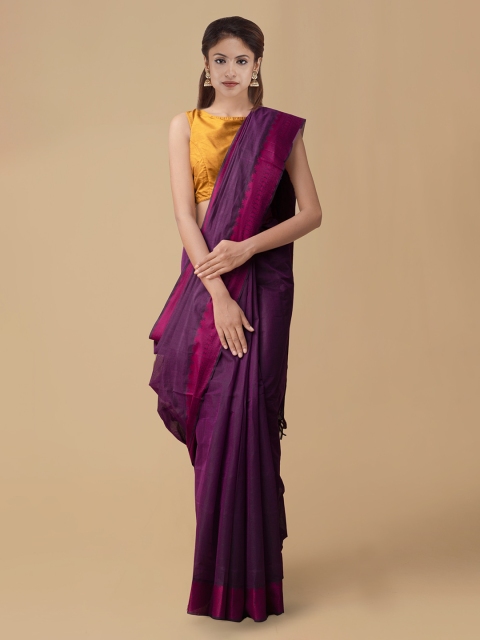 

Unnati Silks Purple Solid Pure Cotton Saree