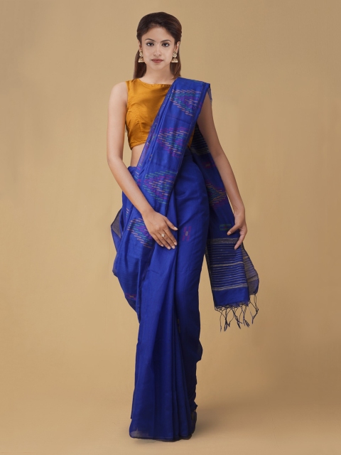 

Unnati Silks Blue Silk Cotton Woven Design Maheshwari Handloom Saree