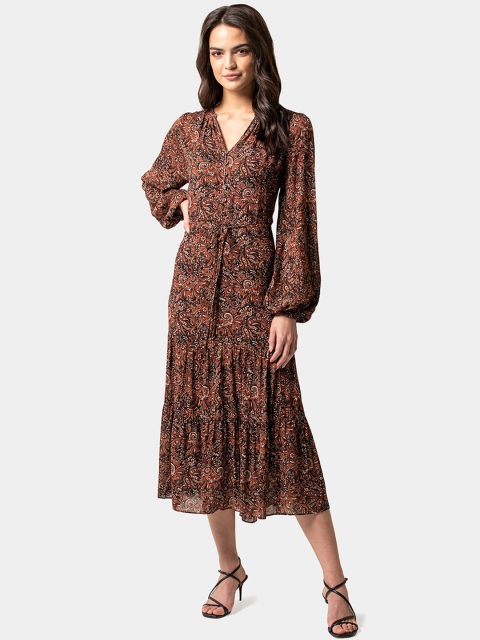 

Forever New Women Brown Printed Fit and Flare Dress