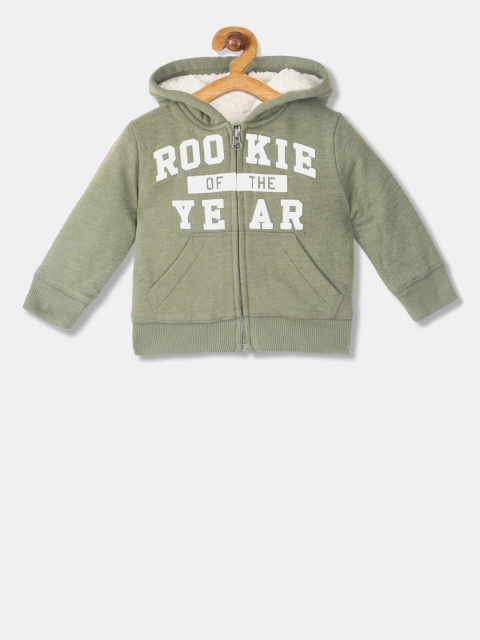 

The Childrens Place Boys Green Printed Hooded Sweatshirt