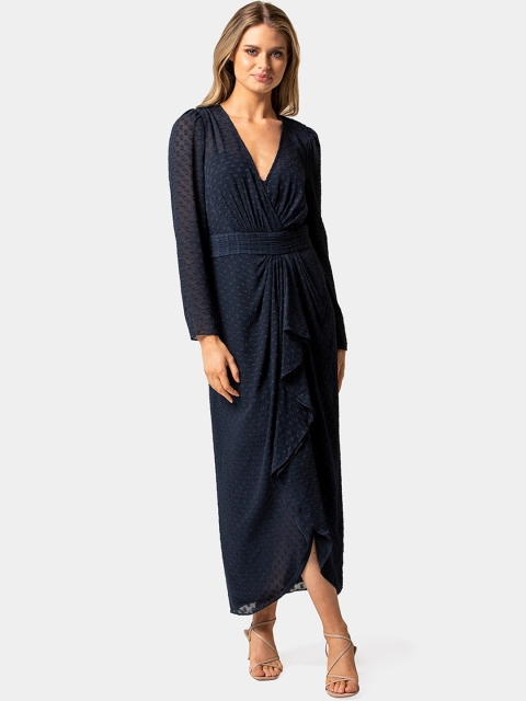 

Forever New Women Navy Blue Self Design Wrap Dress