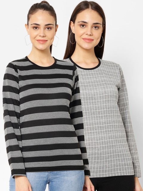 

VIMAL JONNEY Women Pack Of 2 T-shirts, Black