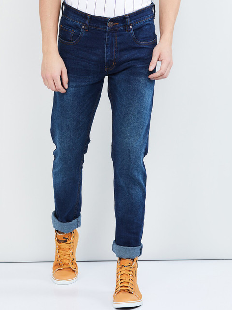 

max Men Blue Slim Fit Mid-Rise Clean Look Stretchable Jeans
