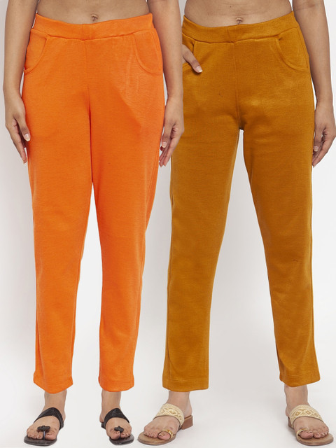 

TAG 7 Women Pack of 2 Solid Leggings, Mustard