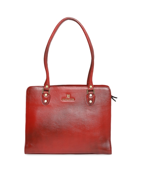 

EVER HYDE Maroon Solid Leather Shoulder Bag