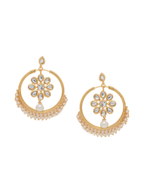 

Estele Gold-Toned & White Contemporary Drop Earrings