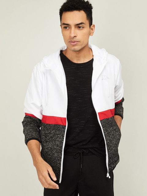 

Kappa Men White & Grey Colourblocked Hooded Sweatshirt