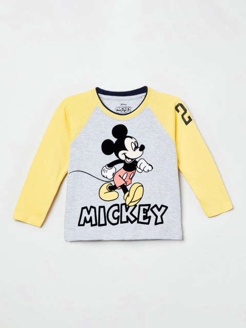max Boys Grey Melange Printed Round neck T-shirt