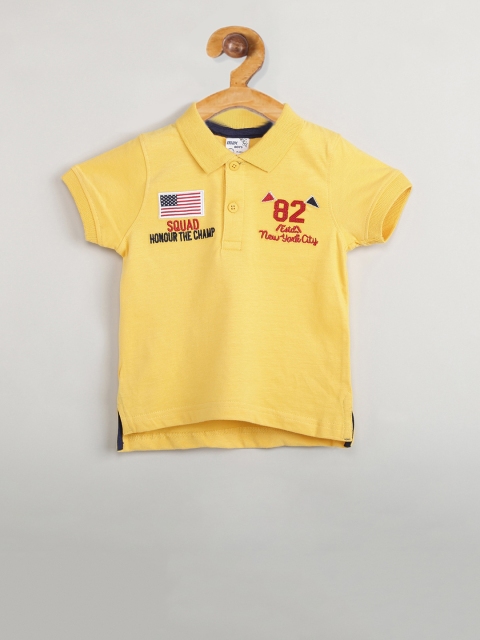 

max Boys Yellow Printed Polo Collar T-shirt