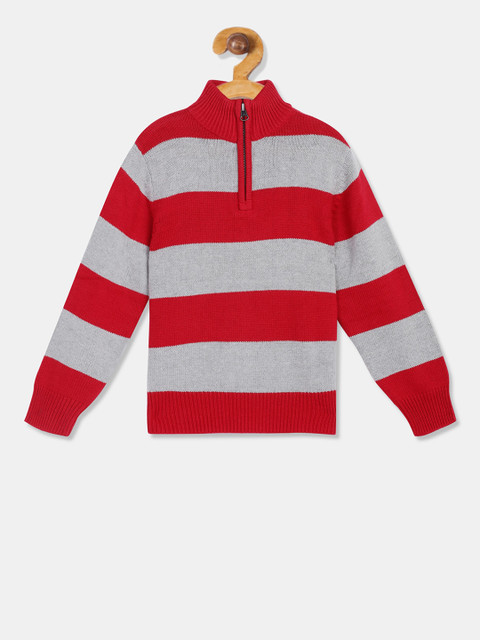 

The Childrens Place Boys Red & Grey Striped Pullover