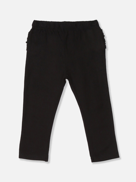 

The Childrens Place Girls Black Solid Ankle-Length Leggings