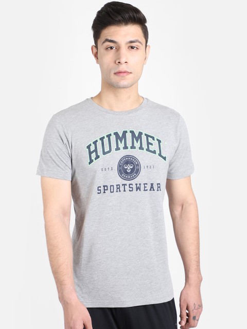 

hummel Men Grey Printed Round Neck T-shirt