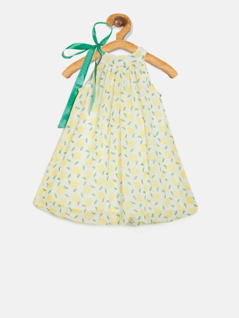 

Aomi Girls Lime Green Printed A-Line Dress