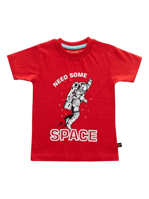 

Kid Studio Boys Red Printed Round Neck T-shirt