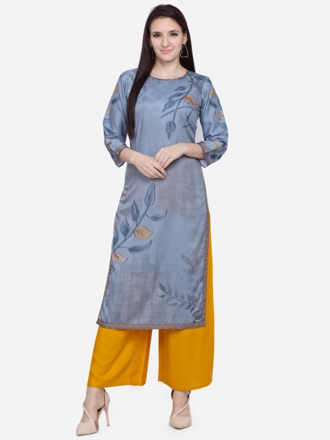 

VENISA Women Grey Striped Straight Kurta