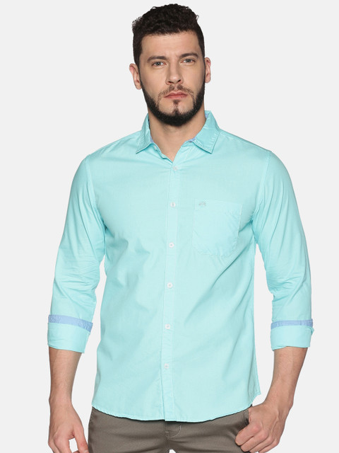 

Chennis Men Turquoise Blue Slim Fit Solid Casual Shirt