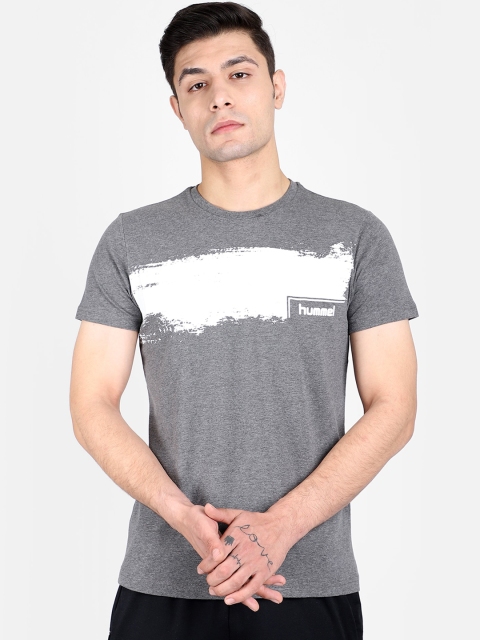 

hummel Men Grey Printed Round Neck T-shirt